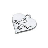 20pcs Heart Charm Double sided Blessed Be Wicca Pentacle Pentagram Pendant