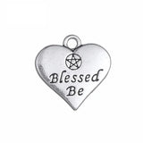 20pcs Heart Charm Double sided Blessed Be Wicca Pentacle Pentagram Pendant