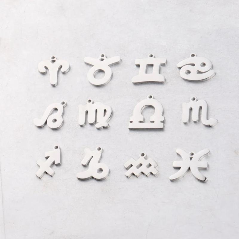 Fnixtar 15mm DIY Constellation Charms Twelve Zodiac Charms 12pcs