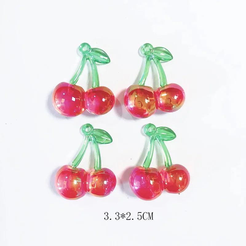 10pcs Acrylic Pearlescent Cherry Earring Charms DIY Jewelry Making