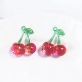 10pcs Acrylic Pearlescent Cherry Earring Charms DIY Jewelry Making