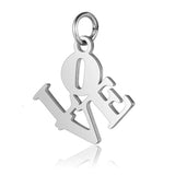 10Pcs Stainless Steel Love Charms for DIY Necklace Making