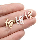 10Pcs Stainless Steel Love Charms for DIY Necklace Making