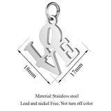 10Pcs Stainless Steel Love Charms for DIY Necklace Making