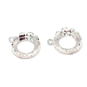 2pcs Silver Plated Flower Charms for Necklace Making