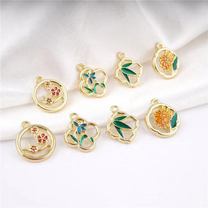 5pcs Chinese Flower Plum Blossoms Charm DIY Jewelry Making Findings