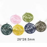 20pcs Spray Painting Charms Hollow Out Round Shape Filigree Stamping Jewelry DIY