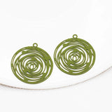 20pcs Spray Painting Charms Hollow Out Round Shape Filigree Stamping Jewelry DIY