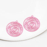 20pcs Spray Painting Charms Hollow Out Round Shape Filigree Stamping Jewelry DIY