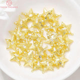 4PCS 16x17MM 24K Brass Zircon Star Round Charm Pendants