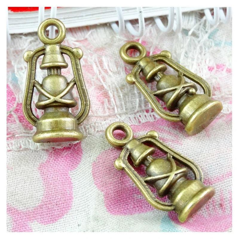50pcs 20*10MM Antique Bronze Barn Lantern Charm Pendants Necklace DIY