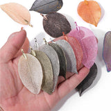 5Pcs Colorful Leaves Pendants Real Leaf Charm Beads With Hole DIY