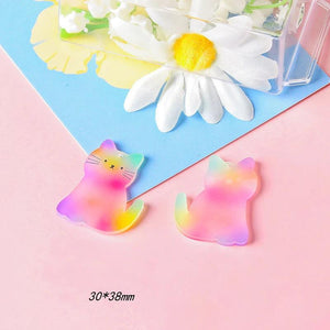 10pcs/pack Rainbow Cat Rabbit Charms for DIY Earring Necklace