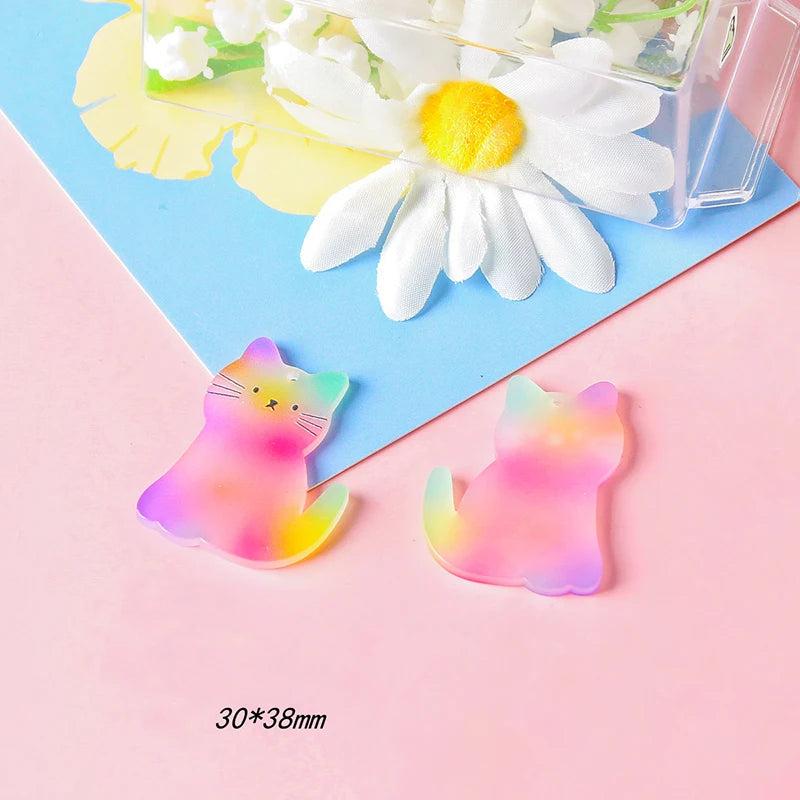 10pcs/pack Rainbow Cat Rabbit Charms for DIY Earring Necklace