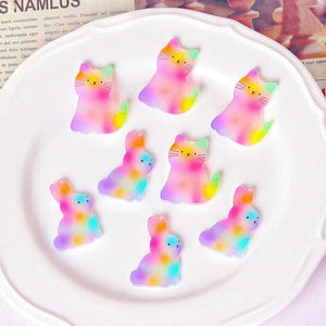 10pcs/pack Rainbow Cat Rabbit Charms for DIY Earring Necklace