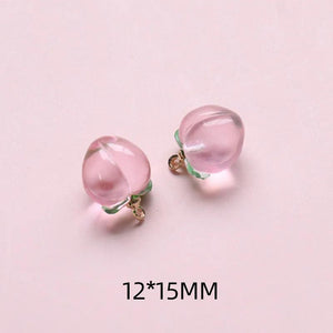 10Pcs Transparent Peach Resin Charms for DIY Jewelry Earrings Keychain