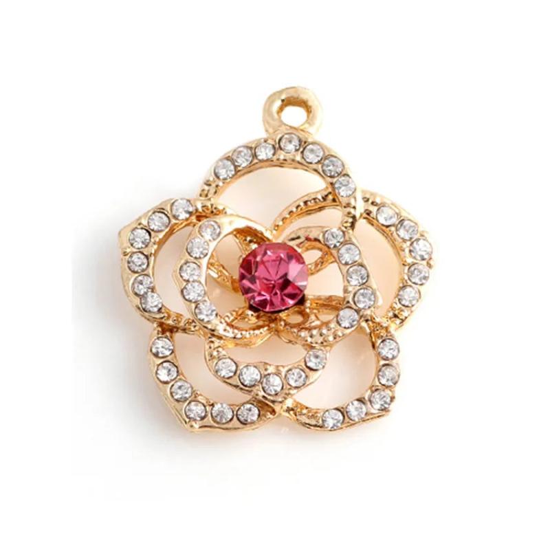 20Pcs Rose Flower Dangle Charms Pendant For Locket Necklaces