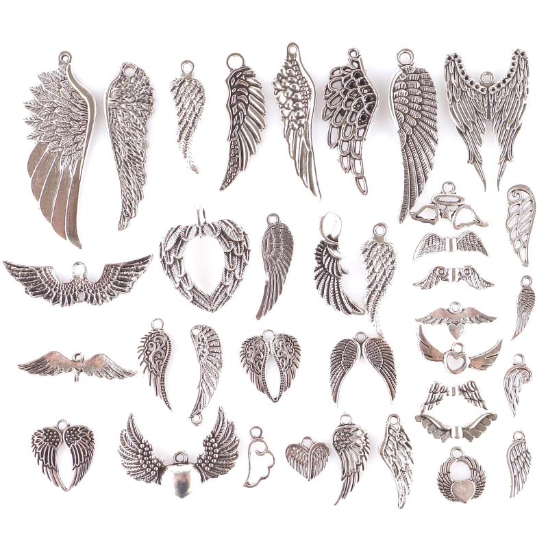 35pcs Angel Wing Feather Charms DIY Jewelry Findings
