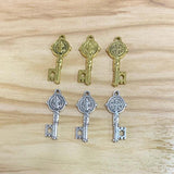 Tibetan Silver 3D Key Charm with Saint Benedict Cross Pendant