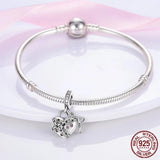 Love Heart Key Dangle Charm Silver Beads for Bracelet DIY Pendant