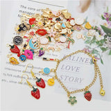 60PCS Enamel Charms Random Mixed Animal Fruit Moon Alloy Necklace