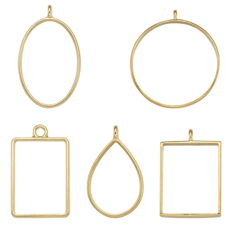 25pcs Alloy Geometric Frame Charms for DIY Resin Flower Jewelry