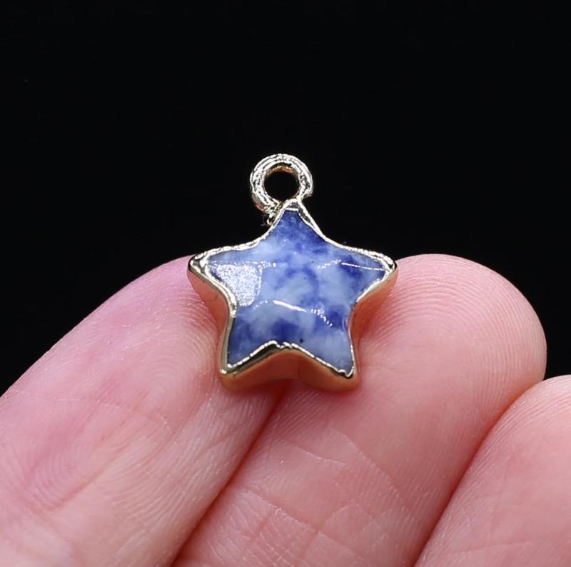 5pcs Natural Stone Star Pendant Charms for DIY Jewelry Making