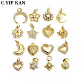 Small Love Pendant Star Moon Charms Micro Zircon Plated Pendant
