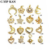 Small Love Pendant Star Moon Charms Micro Zircon Plated Pendant