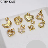Small Love Pendant Star Moon Charms Micro Zircon Plated Pendant