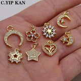 Small Love Pendant Star Moon Charms Micro Zircon Plated Pendant