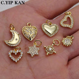 Small Love Pendant Star Moon Charms Micro Zircon Plated Pendant