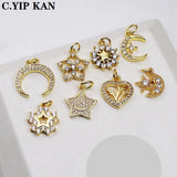 Small Love Pendant Star Moon Charms Micro Zircon Plated Pendant