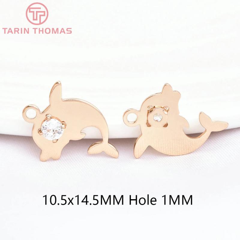 20PCS 24K Brass Zircon Dolphin Sun Star Pendants