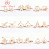 20PCS 24K Brass Zircon Dolphin Sun Star Pendants