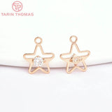 20PCS 24K Brass Zircon Dolphin Sun Star Pendants