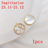 Copper Zircon Zodiac Pendant Charms for DIY Jewelry Making