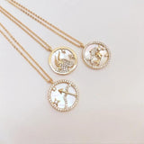 Copper Zircon Zodiac Pendant Charms for DIY Jewelry Making