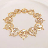 Copper Zircon Zodiac Pendant Charms for DIY Jewelry Making