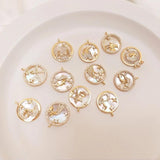 Copper Zircon Zodiac Pendant Charms for DIY Jewelry Making