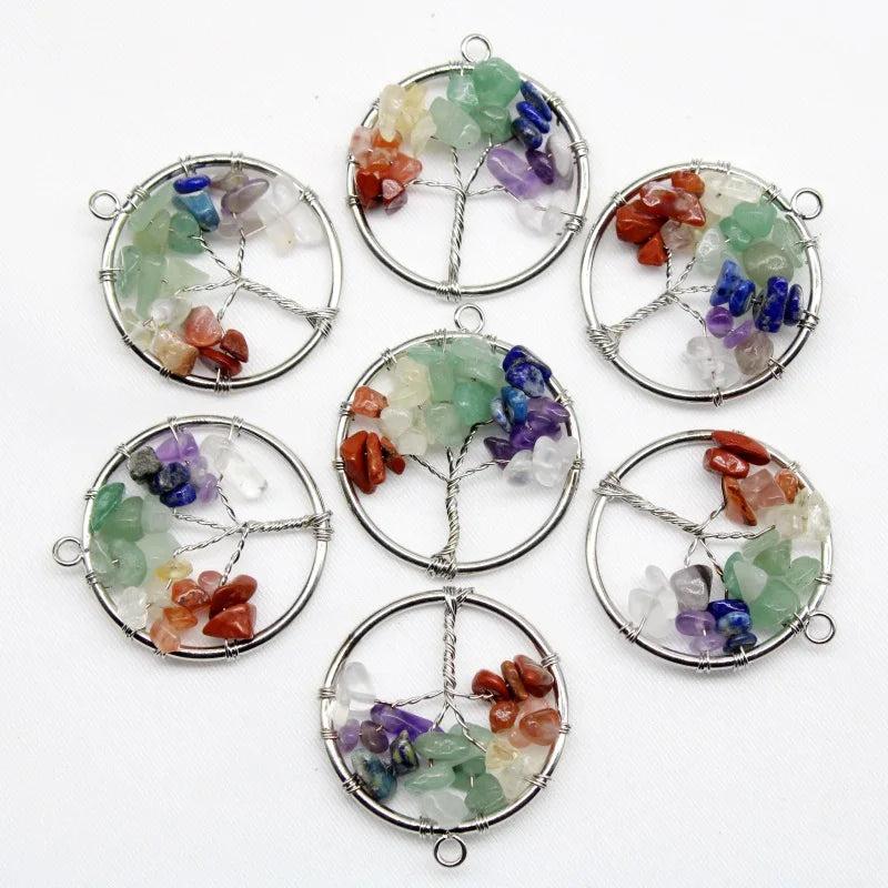 7 Chakra Quartz Crystal Tree of Life Pendulum Pendant