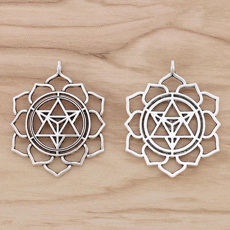 10pcs Tibetan Silver Merkaba Meditation Charms Pendants 39x31mm