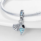 Ocean Conch Shell Dangle Charm Bracelet Necklace Pendant Beads Silver Jewelry