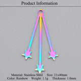 5pcs 316 Stainless Steel Rainbow Star Moon Planet DIY Earring Charm Pendant