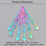 5pcs 316 Stainless Steel Rainbow Star Moon Planet DIY Earring Charm Pendant
