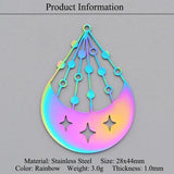 5pcs 316 Stainless Steel Rainbow Star Moon Planet DIY Earring Charm Pendant