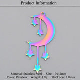 5pcs 316 Stainless Steel Rainbow Star Moon Planet DIY Earring Charm Pendant