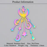 5pcs 316 Stainless Steel Rainbow Star Moon Planet DIY Earring Charm Pendant