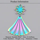 5pcs 316 Stainless Steel Rainbow Star Moon Planet DIY Earring Charm Pendant