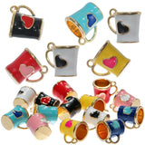 10pcs Colorful Enamel Love Heart Cup Charms Pendant DIY Necklace Keychain